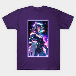 Anime Cute Cat Girl | Quality Anime Girl Artwork | Sci-Fi Manga Girl Anime Art T-Shirt